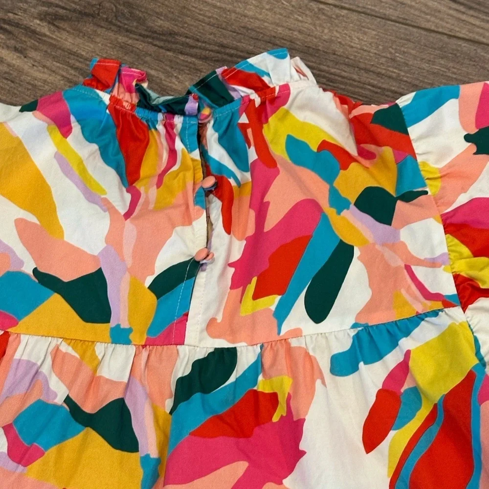 CROSBY by Mollie Burch Blakely Multicolored Ruffle Peplum Top Size Small